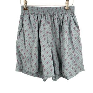 SKALL‎ Studio Shorts Blue Floral Elastic Waist Cotton Size Estimated Small